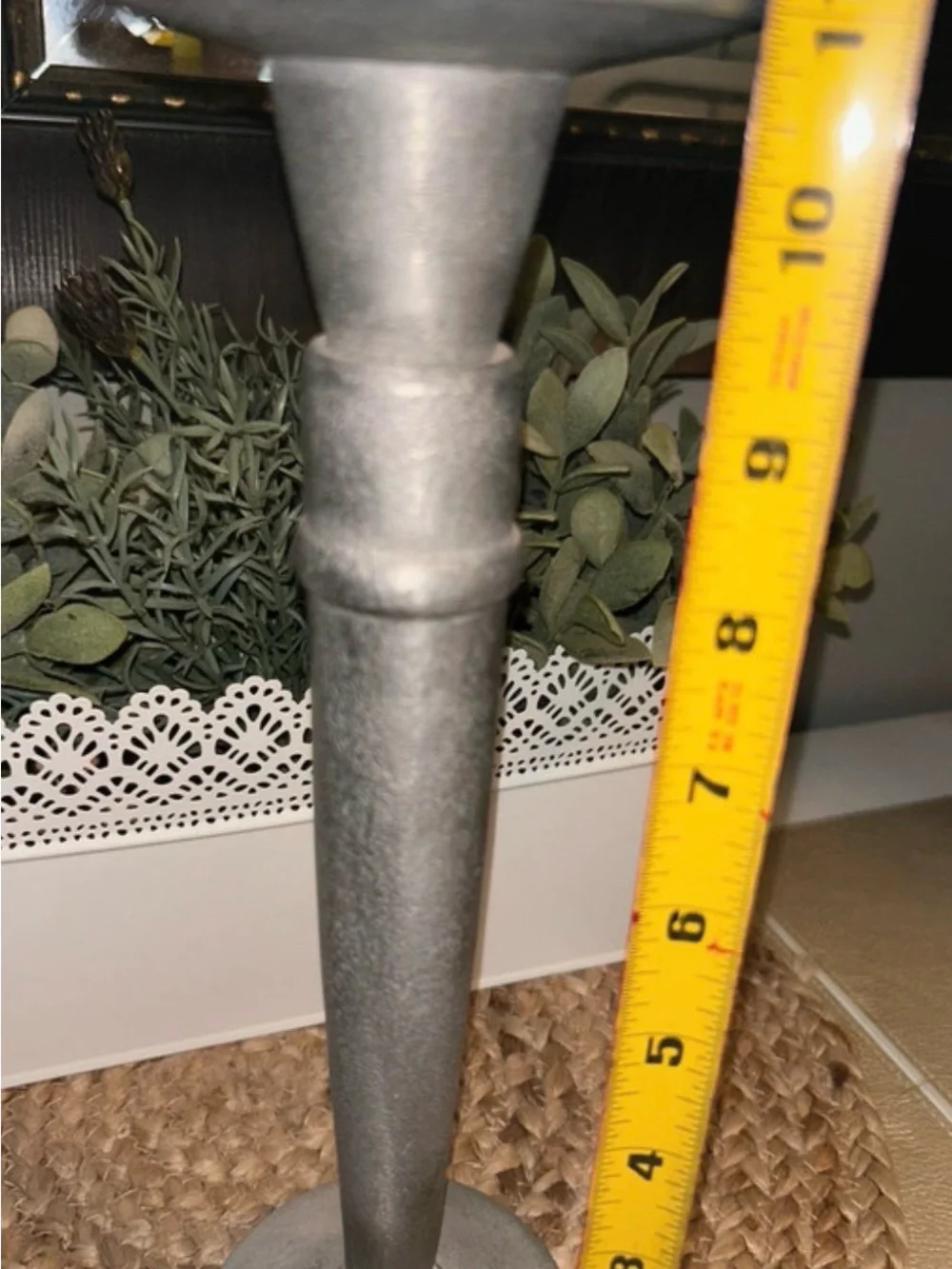 Illuminations pewter candlestick 11 inches tall.
